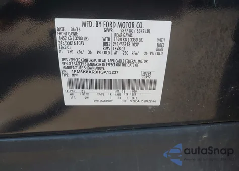 2017 Ford Police Interceptor from USA, damaged, VIN 1FM5K8AR3HGA13237